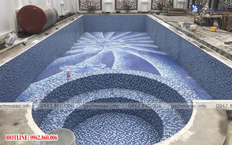 Kosago Sử dụng gạch mosaic BV253G4 ốp lát bể bơi - Anh Thuận, Nghệ An
