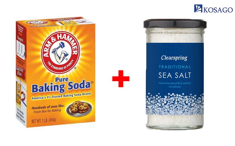 Sử dụng backing soda và muối ăn để tẩy vết nước chè