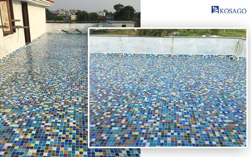Gạch mosaic lát sân thượng