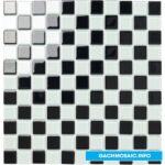 Gạch mosaic thủy tinh đen trắng MST25044 - Gachmosaic.info