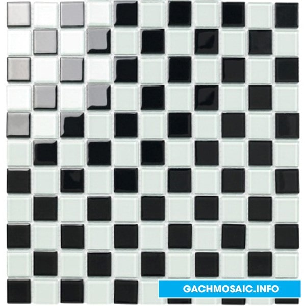 Gạch mosaic thủy tinh đen trắng MST25044