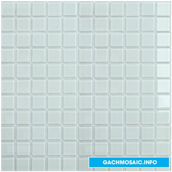 Gạch mosaic thủy tinh màu trắng MST25006