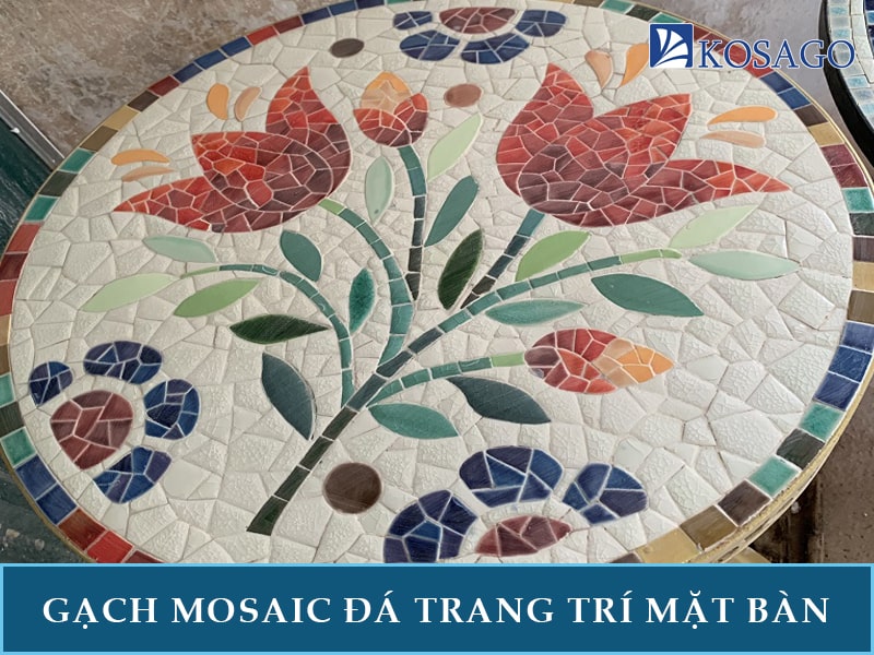 Gạch mosaic đá trang trí mặt bàn