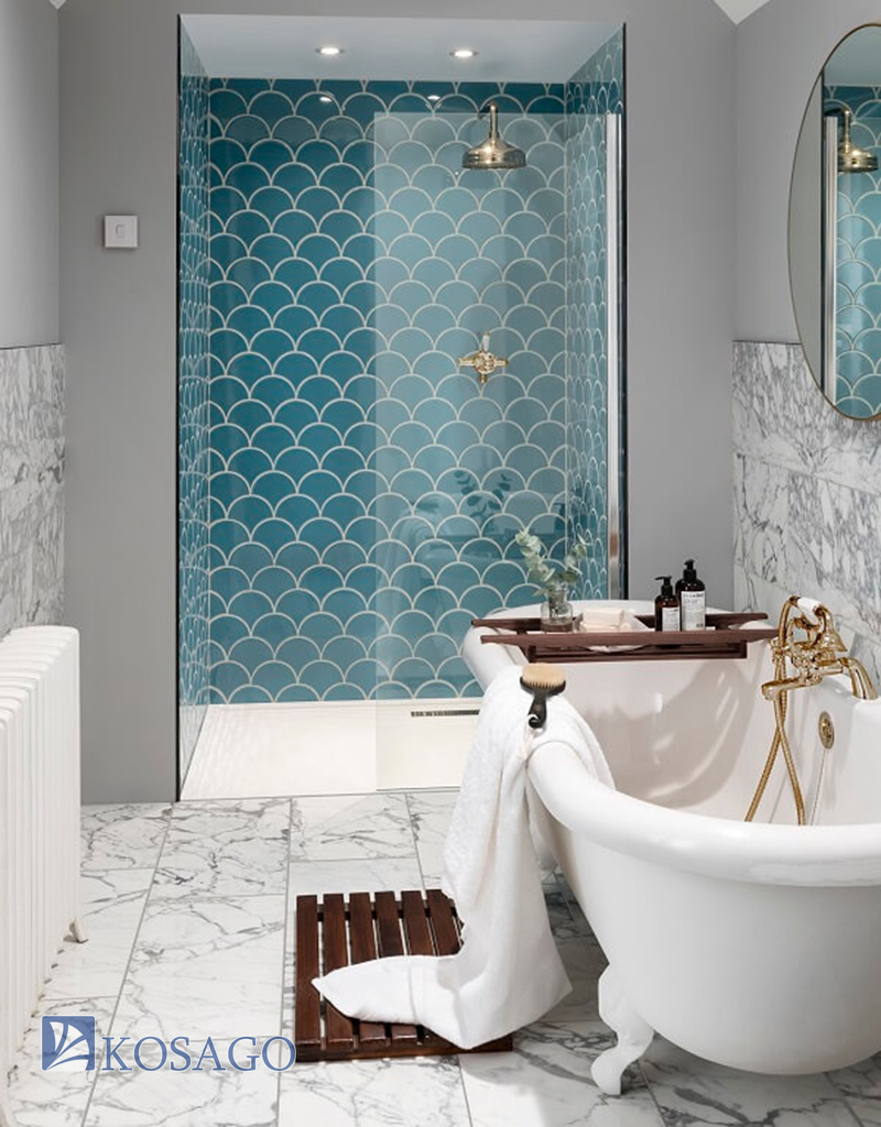 Gạch mosaic vảy cá ứng dụng trong trang trí nhà tắm