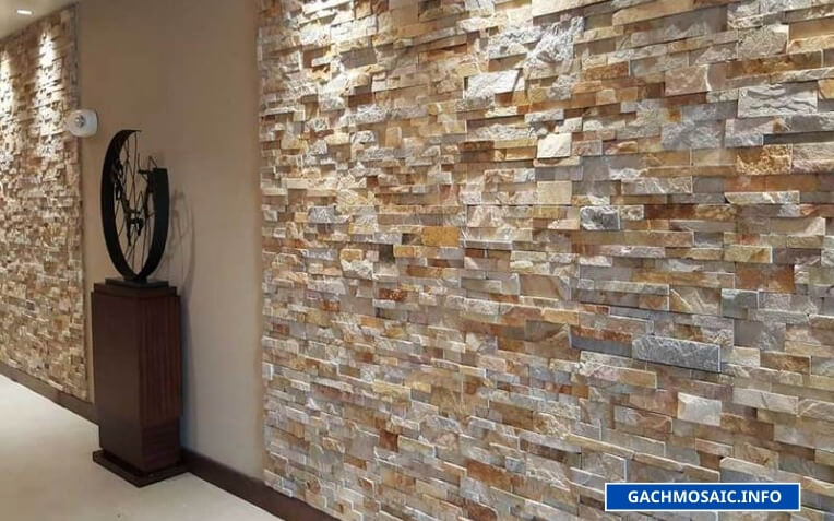 Gạch giả đá 3D ốp tường phòng khách