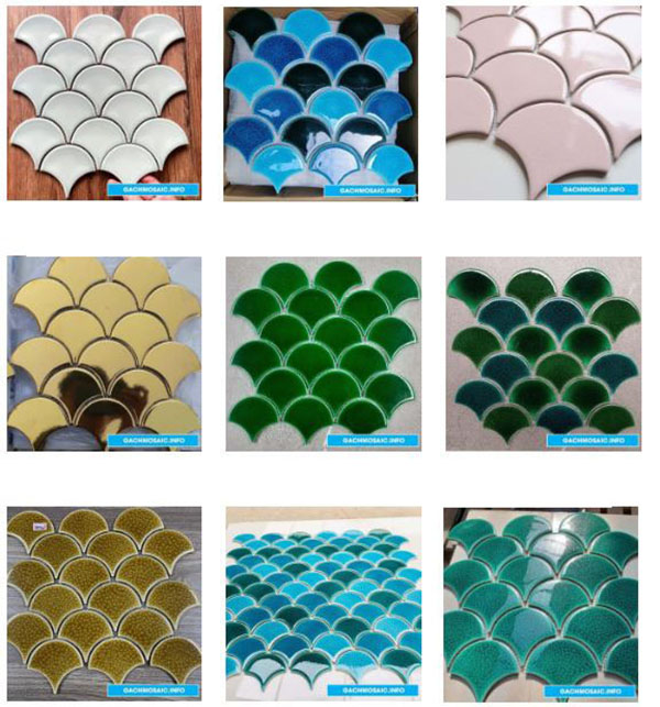 Gạch mosaic vảy cá đa dạng màu sắc, mẫu mã