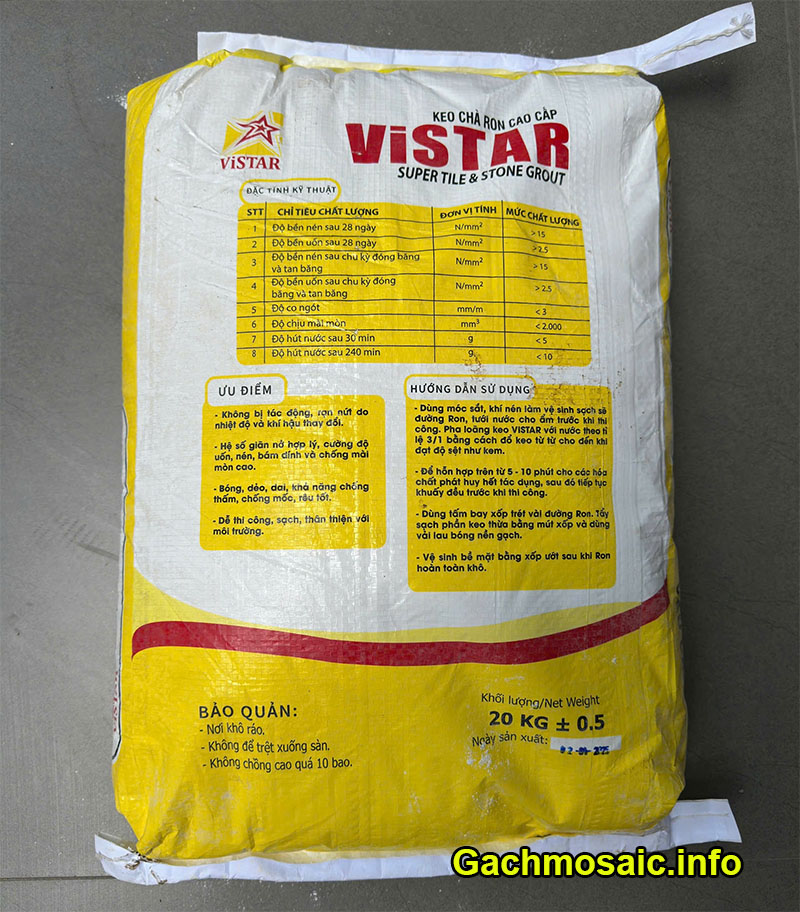Keo chà joint gạch mosaic được chuẩn bị cho khách hàng